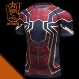 Camisa de Compressão Aranha de Ferro Vingadores Guerra Infinita Manga Curta