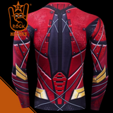 Camisa de Compressão Flash Liga da Justiça Manga Longa Rashguard Elastano