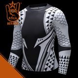 Camisa de Compressão Aquaman Manga Longa Rashguard Elastano