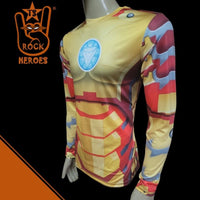 Camisa de Compressão Homem de Ferro 3 Traje Mark 42 Rashguard Elastano Manga Longa