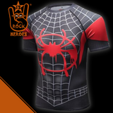 Camisa de Compressão Homem Aranha Miles Morales Rashguard Elastano Manga Curta