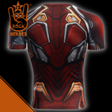 Camisa de Compressão Homem de Ferro Traje Armadura Mark 50 Manga Curta Rashguard Elastano