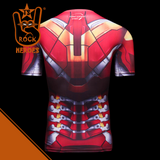 Camisa de Compressão Homem de Ferro Traje Mark III Rashguard Elastano Manga Curta