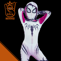 Fantasia Venon Spider Gwen Deluxe Cosplay Infantil Anti-Gwenom Bodysuit Elastano