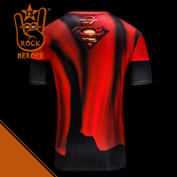 Camisa de Compressão Superman Manga Curta Rashguard Elastano