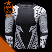 Camisa de Compressão Aquaman Manga Longa Rashguard Elastano