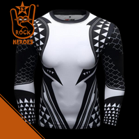 Camisa de Compressão Aquaman Manga Longa Rashguard Elastano