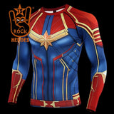 Camisa de Compressão Capitã Marvel Masculina Manga Longa