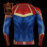 Camisa de Compressão Capitã Marvel Masculina Manga Longa