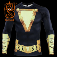 Camisa de Compressão Adão Negro Manga Longa Rashguard Elastano Vip Fashion