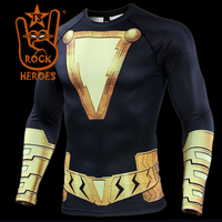 Camisa de Compressão Adão Negro Manga Longa Rashguard Elastano Vip Fashion