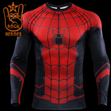 Camisa de Compressão Premium Homem Aranha Longe de Casa Rashguard Elastano Manga Longa