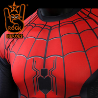 Camisa de Compressão Premium Homem Aranha Longe de Casa Rashguard Elastano Manga Longa