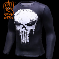 Camisa de Compressão Justiceiro Manga Longa Rashguard Elastano