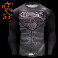 Camisa de Compressão Superman Black Manga Longa Rashguard Elastano