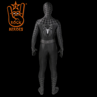 Cosplay Homem Aranha Simbionte Preto Adulto Bodysuit Elastano com Visor Emborrachado