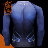 Camisa de Compressão Superman Liga da Justiça Manga Longa Rashguard Elastano