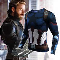 Camisa de Compressão Capitão América Vingadores Guerra Infinita Manga Longa