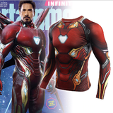 Camisa de Compressão Homem de Ferro Vingadores Guerra Infinita Traje Mark 50 Rashguard Elastano Manga Longa