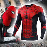 Camisa de Compressão Premium Homem Aranha Longe de Casa Rashguard Elastano Manga Longa